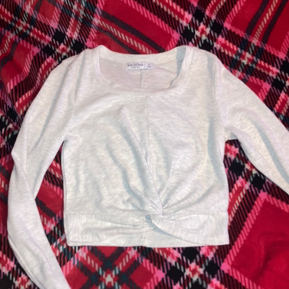 Light grey long sleeve crop top